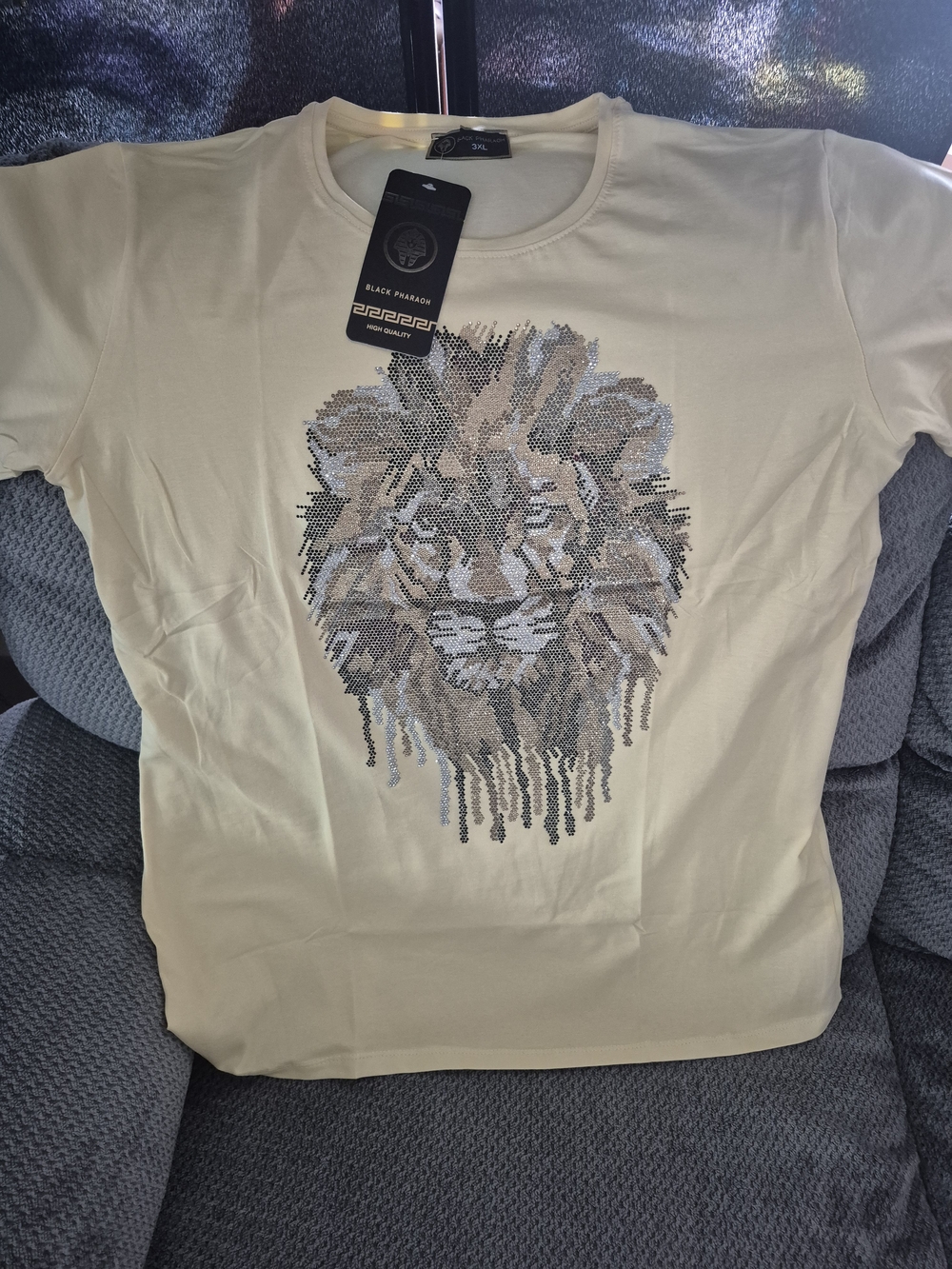 Black Pharaoh Lion Graphic T-Shirt Size 3XL